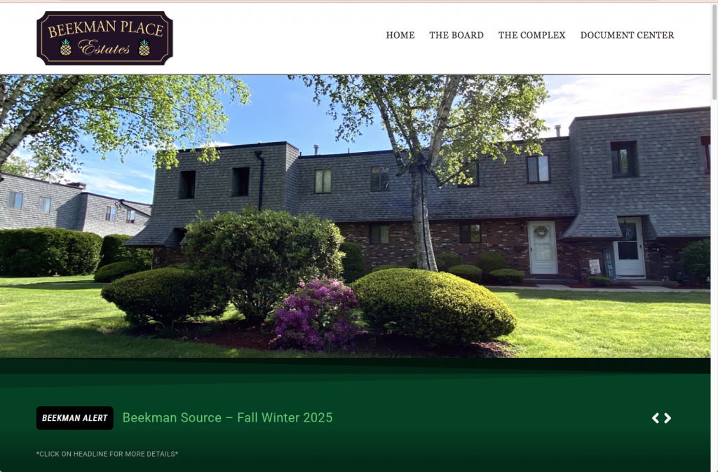 New website design for an Agawam MA condominium community